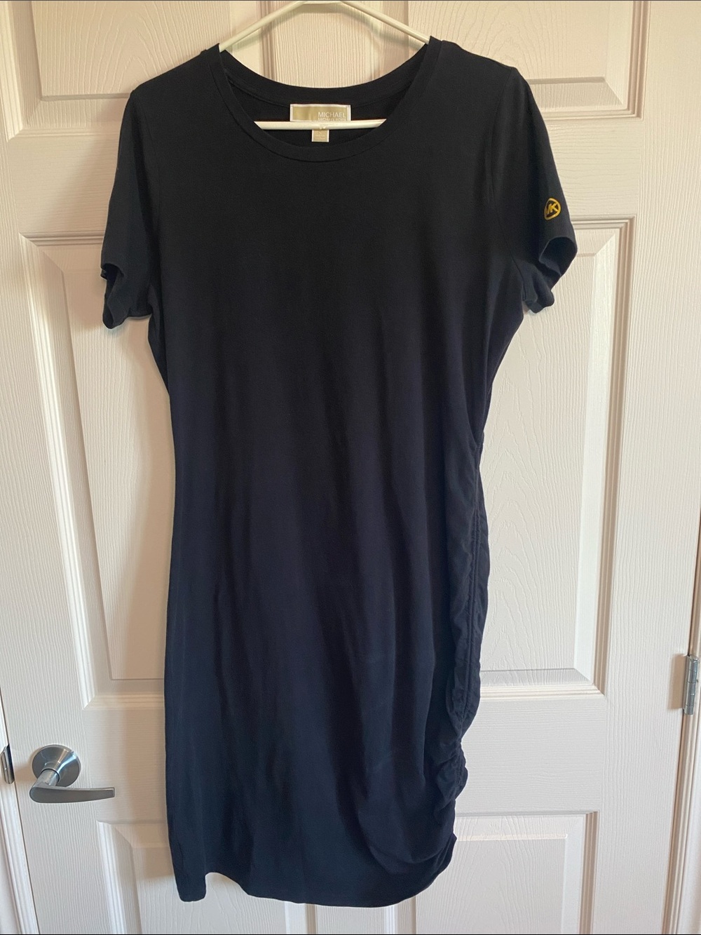 Michael Kors Black Short-Sleeve T-Shirt Dress with Gold Logo